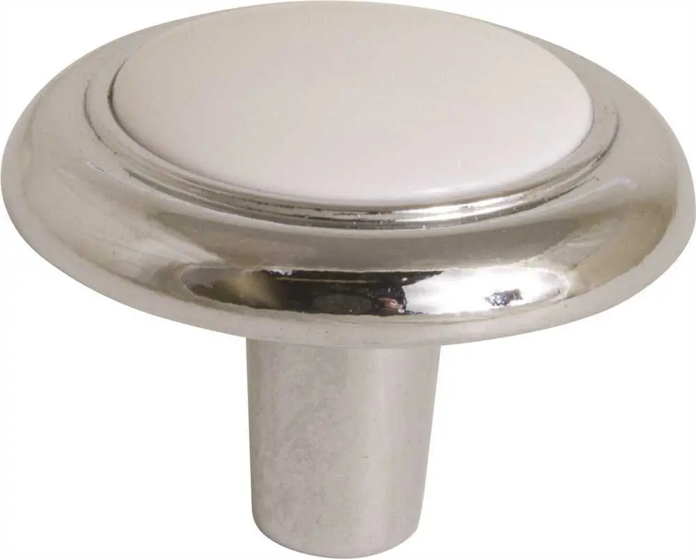 Anvil Mark&Reg; Cabinet Knob, 1-1-4 In., White-Polished Chrome, 5 Per Pack 1