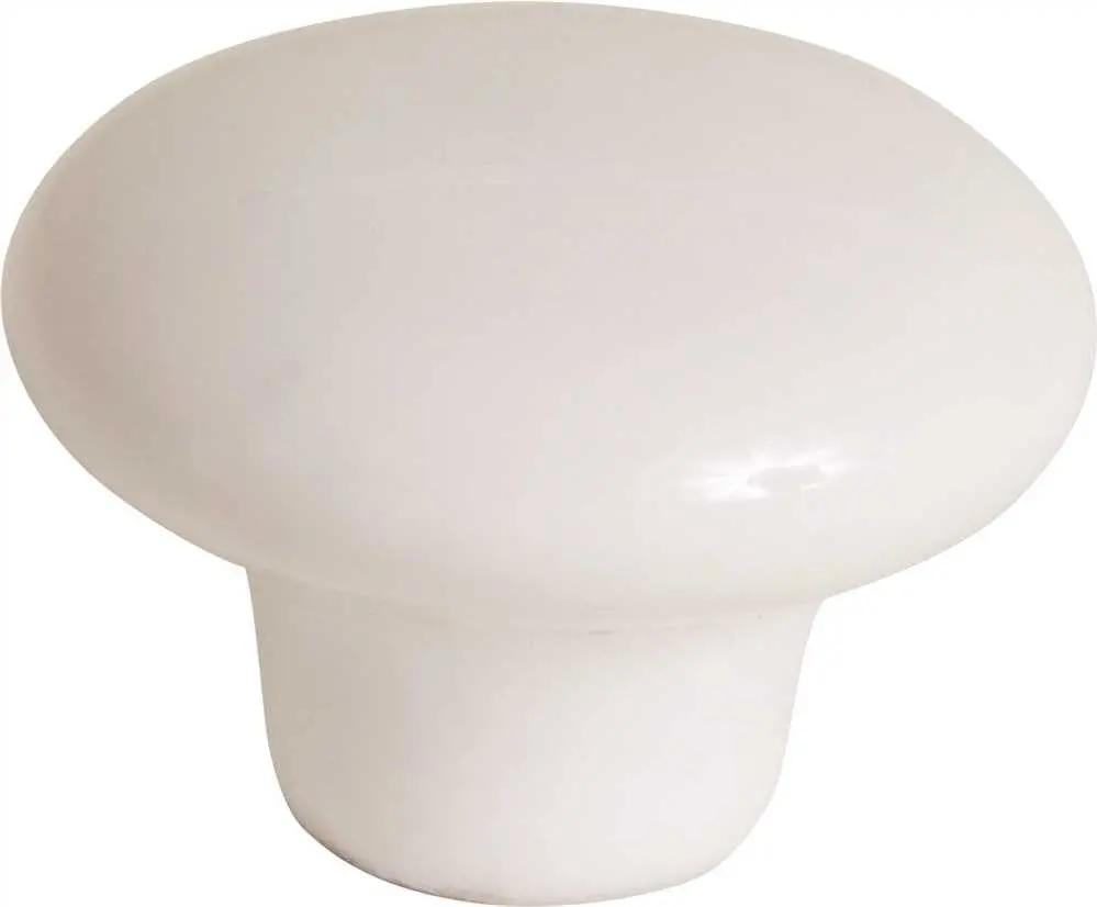 Anvil Mark&Reg; Cabinet Knob, 1-1-2 In., White Ceramic, 5 Per Pack 1