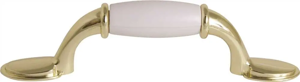Anvil Mark&Reg; Decorative Drawer Pull, 3 In., White And Polished Brass, 5 Per Pack 1