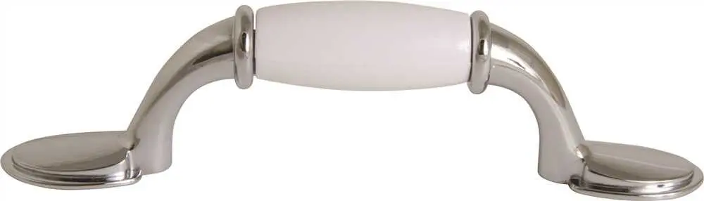Anvil Mark&Reg; Decorative Drawer Pull, 3 In., White And Polished Chrome, 5 Per Pack 1