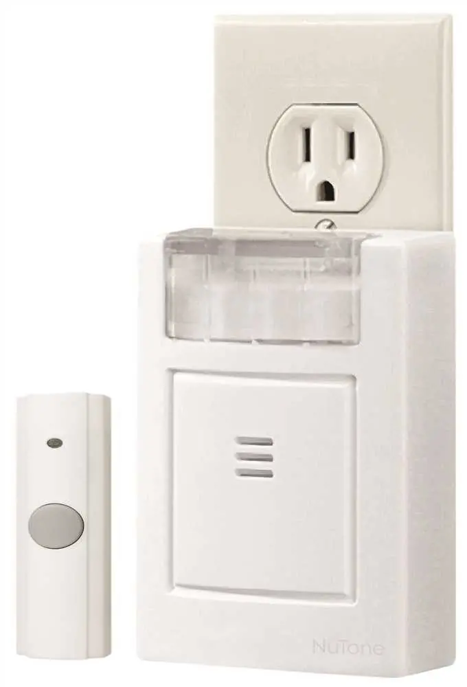 Nutone&Reg; Plug-In Door Chime Kit With Strobe Light, White, 3-3-4 X 4-1-2 X 1-5-8 In. 1