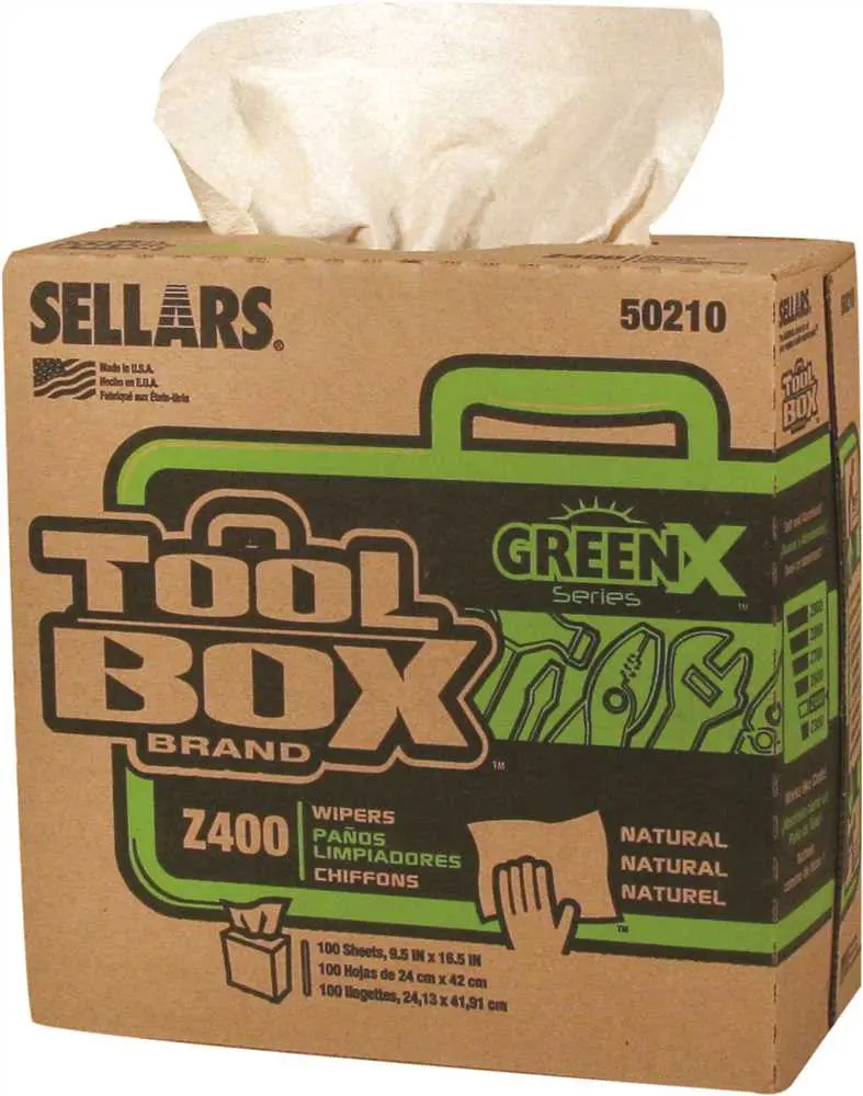 Toolbox Z400 Greenx Pop Up Wipers, Natural, 8.5 In. X 16.5 In., 100 Sheets Per Box, 8 Boxes Per Case, 800 Sheets 1