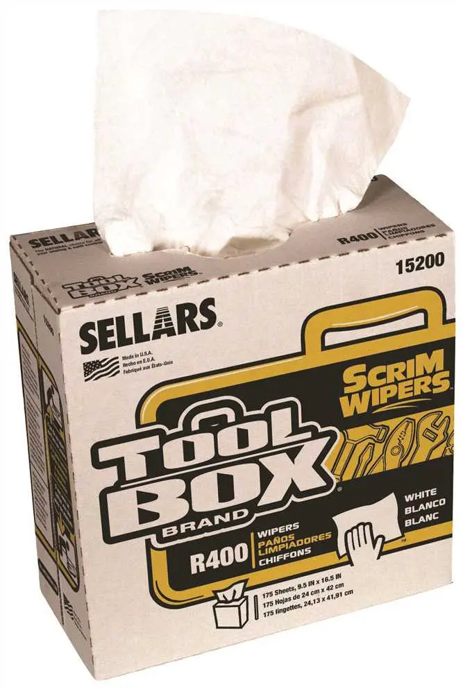 Toolbox R400 4-Ply Scrim Pop Up Wipers, White, 9.5 In. X 16.5 In., 175 Sheets Per Box, 8 Boxes Per Case, 1,400 Sheets 1