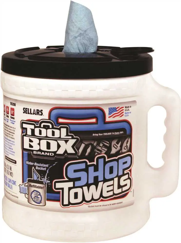 Toolbox Z400 Big Grip Bucket Blue Shop Towels, 10 In. X 12 In., 200 Sheets Per Bucket, 2 Buckets Per Case, 400 Sheets 1