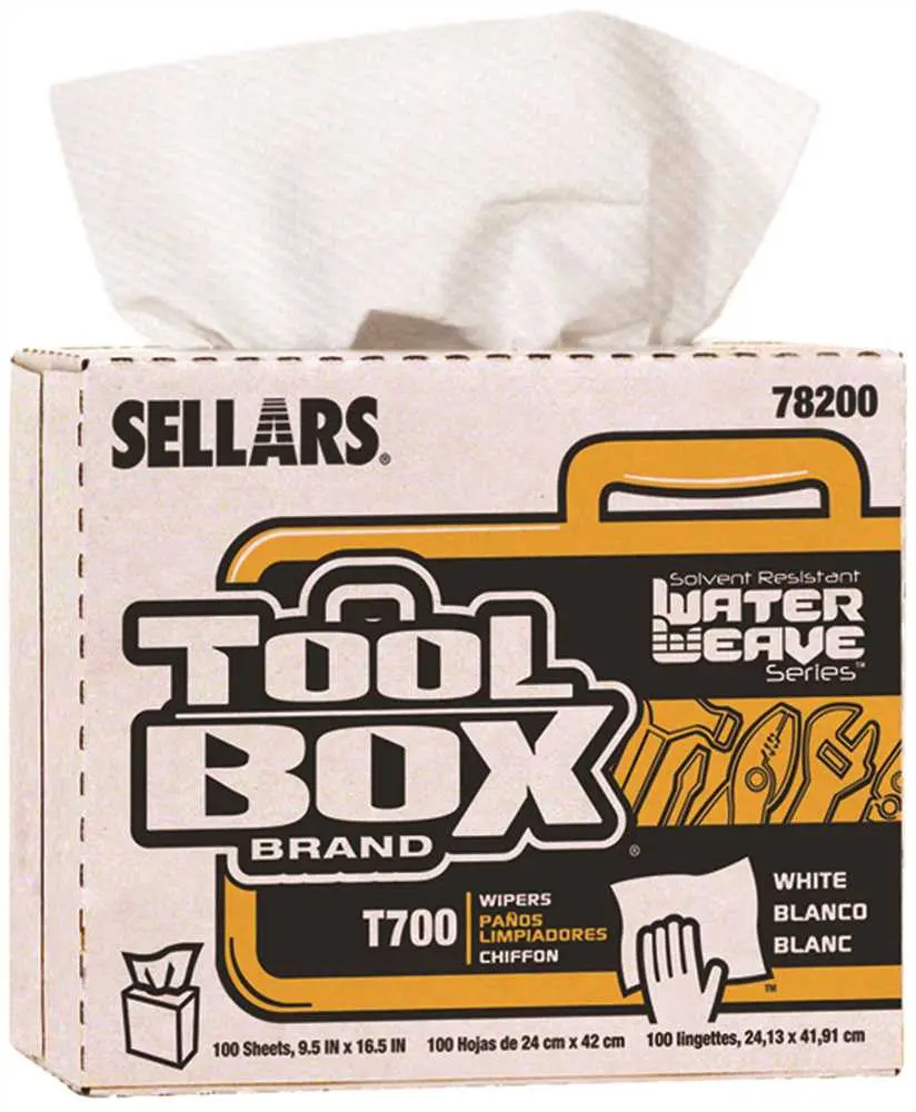 Toolbox T700 Waterweave Pop Up Wipers, White, 9.5 In. X 16.5 In., 100 Sheets Per Box, 8 Boxes Per Case, 800 Sheets 1