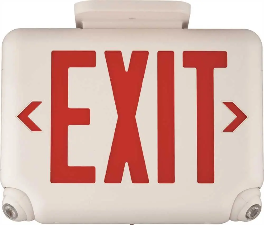 Dual-Lite&Reg; Led Combination Exit-Emergency Light, Red Letters, White 1