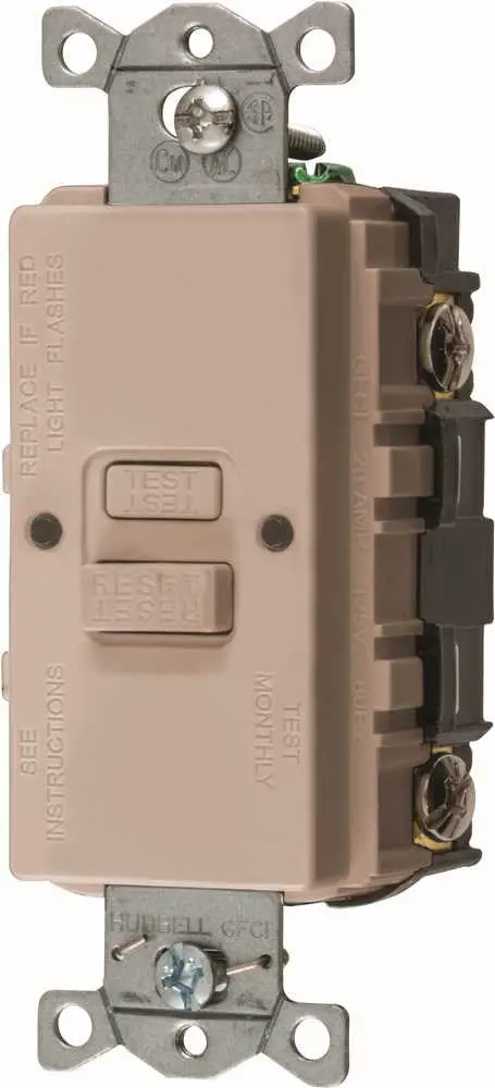 Hubbell&Reg; Autoguard&Reg; Commercial Blank Face Gfci Receptacle, Light Almond, 125 Volts, 20 Amps 1