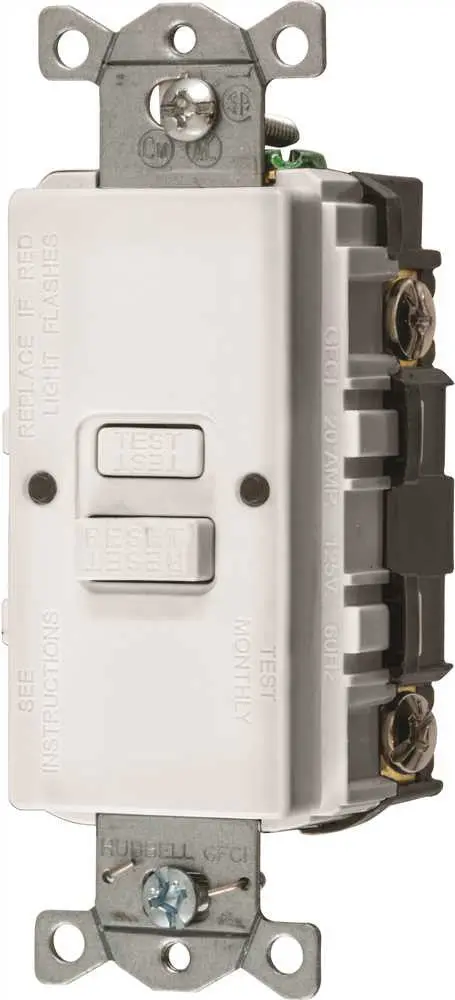 Hubbell&Reg; Autoguard&Reg; Commercial Blank Face Gfci Receptacle, White, 125 Volts, 20 Amps 1