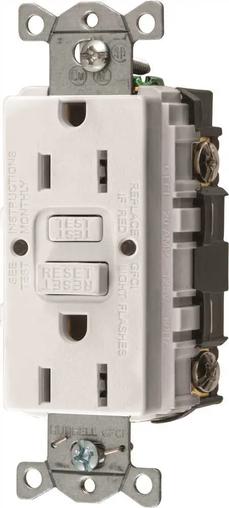 Hubbell&Reg; Autoguard&Reg; Commercial Standard Gfci Receptacle, White, Nema 5-15R, 125 Volts, 15 Amps 1