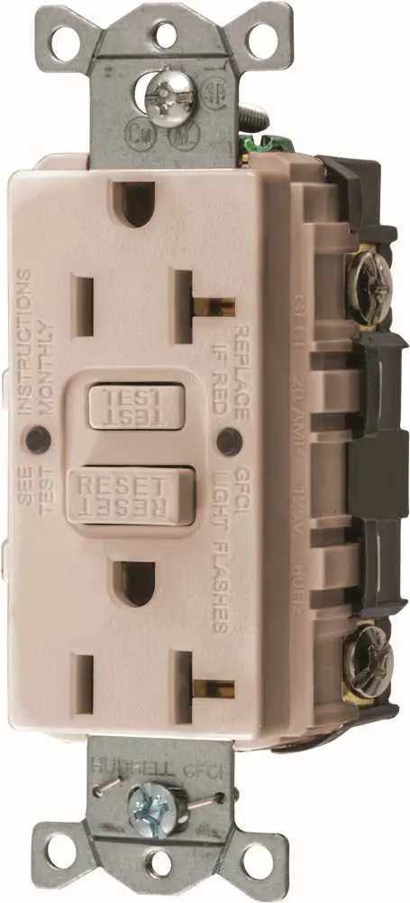 Hubbell&Reg; Autoguard&Reg; Commercial Standard Gfci Receptacle, Light Almond, Nema 5-20R, 125 Volts, 20 Amps 1