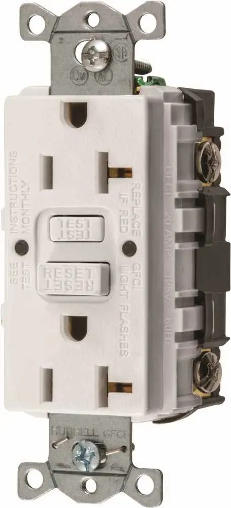 Hubbell&Reg; Autoguard&Reg; Commercial Standard Gfci Receptacle, White, Nema 5-20R, 125 Volts, 20 Amps 1