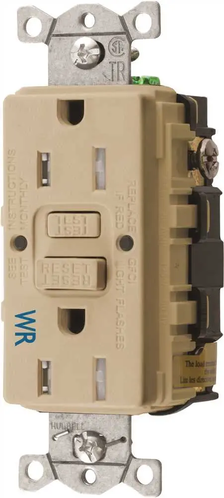 Hubbell&Reg; Autoguard&Reg; Tamper-Resistant And Weather Resistant Gfci Receptacle, Ivory, Nema 5-15R, 125 Volts, 15 Amps 1