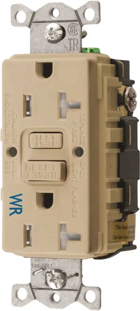Hubbell&Reg; Autoguard&Reg; Tamper-Resistant And Weather Resistant Gfci Receptacle, Ivory, Nema 5-20R, 125 Volts, 20 Amps 1