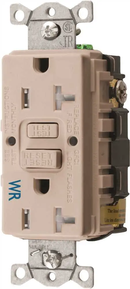 Hubbell&Reg; Autoguard&Reg; Tamper-Resistant And Weather Resistant Gfci Receptacle, Light Almond, Nema 5-20R, 125 Volts, 20 Amps 1