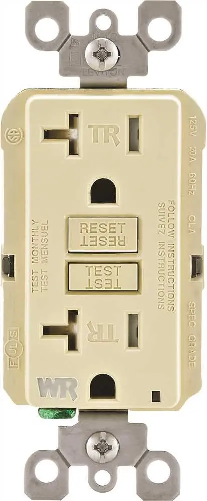 Leviton&Reg; Smartlockpro&Reg; Weather & Tamper-Resistant Duplex Gfci Receptacle With Led, Ivory, Nema 5-20R, 125 Volts, 20 Amps 1