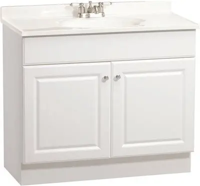 Rsi Home Products Richmond Bathroom Vanity Cabinet With Top, Fully Assembled, 2 Door, White, 36 X 31 X18" 1