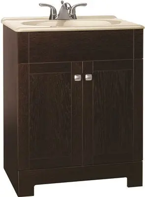 Rsi Home Products Sedona Combo Bathroom Vanity Cabinet With Beige Sst Top, Fully Assembled, Java, 24" 1