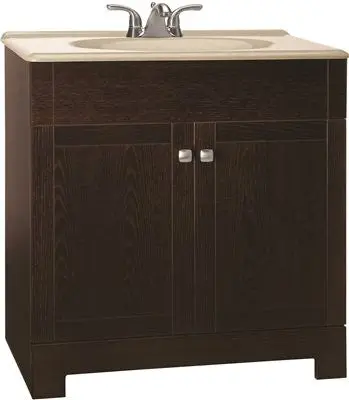 Rsi Home Products Sedona Combo Bathroom Vanity Cabinet With Beige Sst Top, Fully Assembled, Java, 30" 1