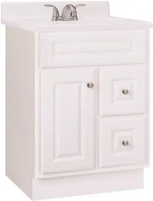 Rsi Home Products Hamilton Bathroom Vanity Cabinet, Fully Assembled, 2 Drawer, White, 24X32-1-2X21" 1