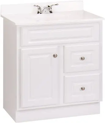 Rsi Home Products Hamilton Bathroom Vanity Cabinet, Fully Assembled, 2 Drawer, White, 30X32-1-2X21" 1
