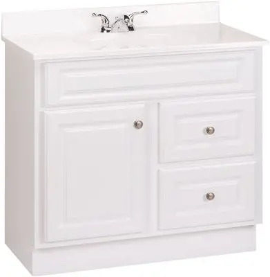 Rsi Home Products Hamilton Bathroom Vanity Cabinet, Fully Assembled, 2 Drawer, White, 36X32-1-2X21" 1