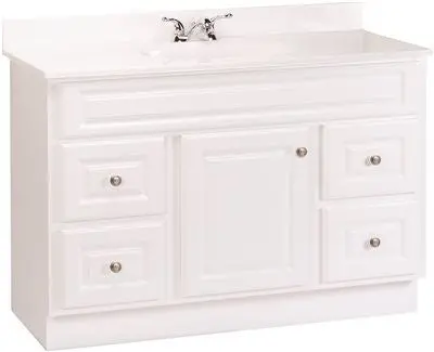 Rsi Home Products Hamilton Bathroom Vanity Cabinet, Fully Assembled, 4 Drawer, White, 48X32-1-2X21" 1