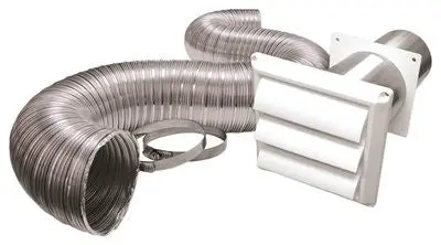 Lambro Industries Semi-Rigid Duct Louvered Vent Kit, White, 4" X 5' 1