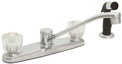 Proplus Hybrid Kitchen Faucet Two Handle Washerless Chrome With Spray, Lead Free 1