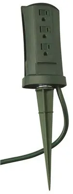 Coleman Cable Yard Master&Trade; 3 Outlet Yard Stake With 6' Cord., Green 1