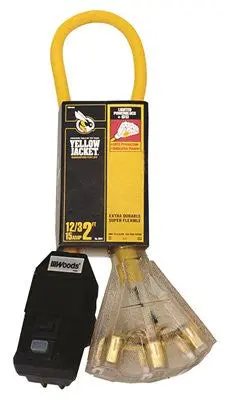 Coleman Cable Yellow Jacket&Reg; Right Angle Gfci With 2 Ft. 12-3 Sjtw Cord And Lighted Power Block, Yellow 1