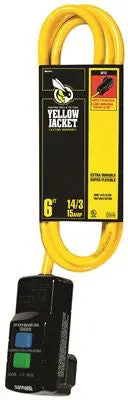 Coleman Cable Yellow Jacket&Reg; Right Angle Gfci With 6 Ft. 14-3 Sjtw Cord And Lighted Receptacle, Yellow 1
