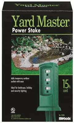 Coleman Cable Yard Master&Trade; 3 Outlet Yard Stake With 15Ft Cord., Green 1