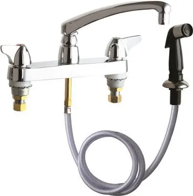 Chicago Hot And Cold Water Sink Faucet With Side Spray Lead Free, Single Wing Handles 1