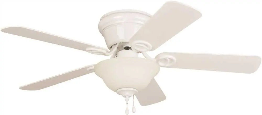 Bala&Reg; 42" Hugger Mount Ceiling Fan With Bowl Light, White With White Or Whitewashed Blades 1