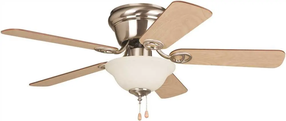 Bala&Reg; 42" Hugger Mount Ceiling Fan With Bowl Light, Brushed Nickel With Ash Or Walnut Reversible Blades 1