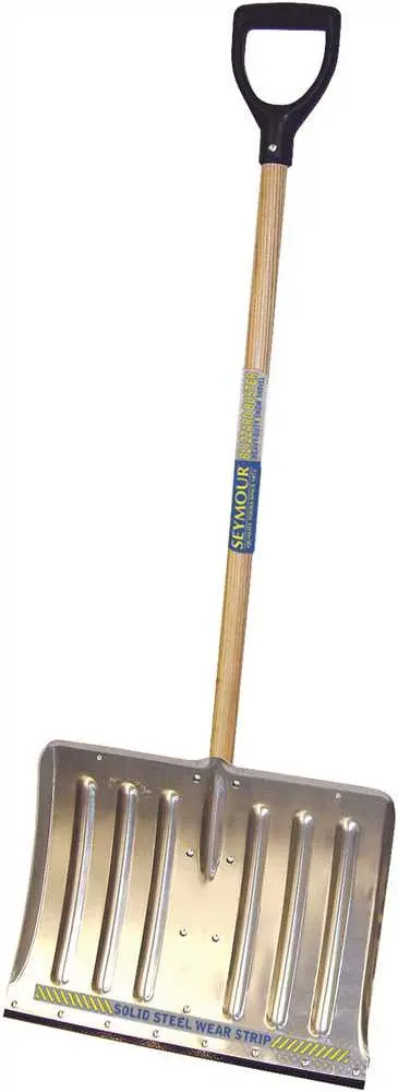 Seymour Aluminum Snow Shovel 18 In. With Wear Strip And 42 In. Wood Handle 1