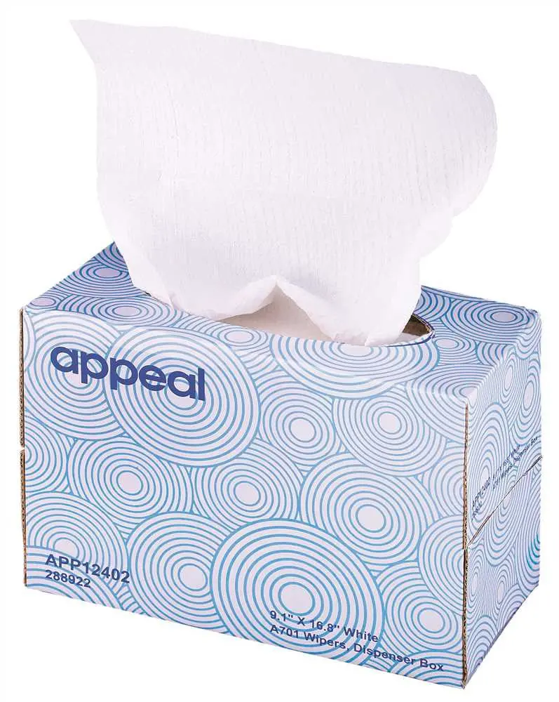 Appeal&Reg; A701 Wipers, White, 9.1" X 16.8", Medium Weight, Heavy Duty, Pop-Up Box, 100 Sheets Per Box, 10 Boxes Per Case 1