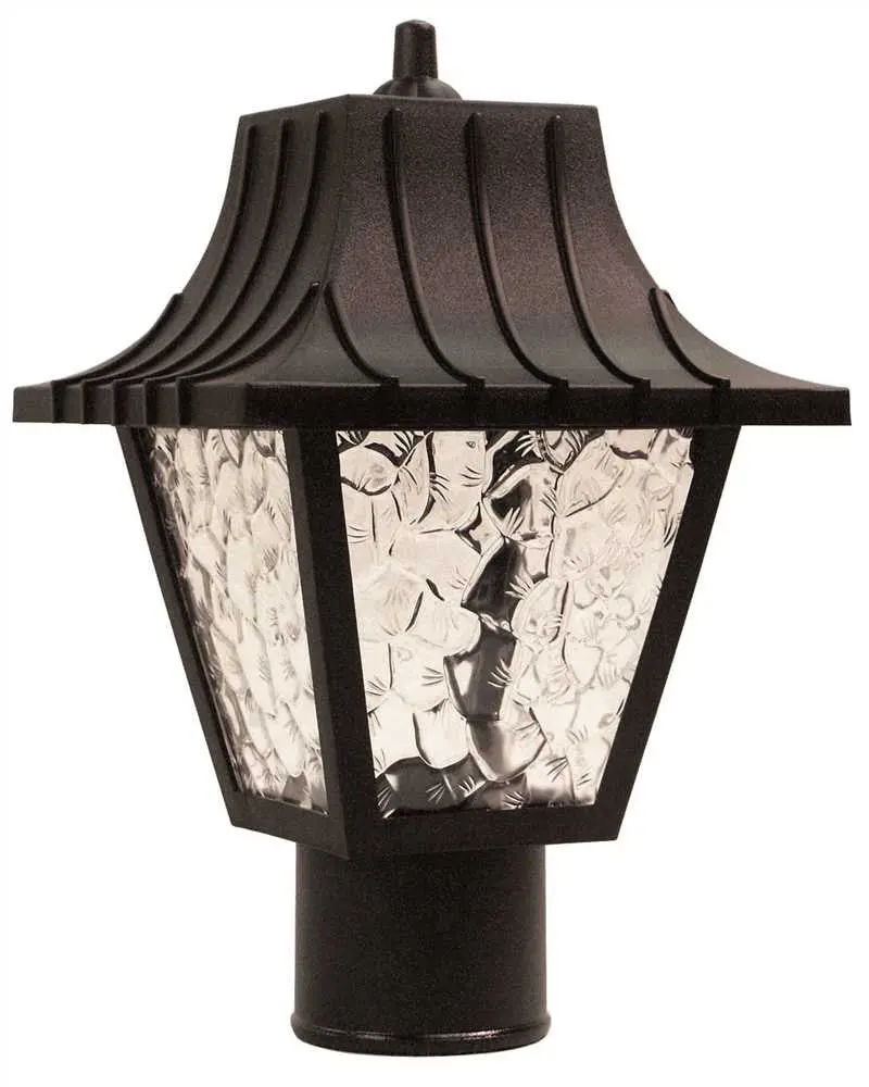 Colonial Style Post Top Light With Clear Flemish Lenses, Uses One 60 Watt Incandescent Bulb, Black 1