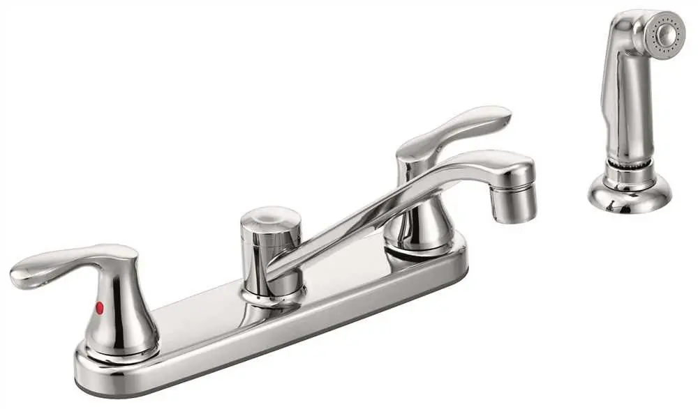 Cleveland Faucet Group Cornerstone Two Handle Kitchen Faucet, Chrome, With Matching Side Spray 1
