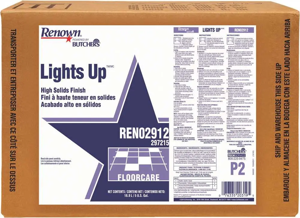 Renown&Reg; Powered By Butchers&Reg; Lights Up High Solids Floor Finish 5 Gallon Box 1