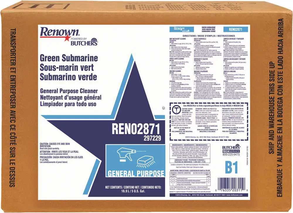Renown&Reg; Powered By Butchers&Reg; Green Submarine General Purpose Cleaner 5 Gallon Pail 1