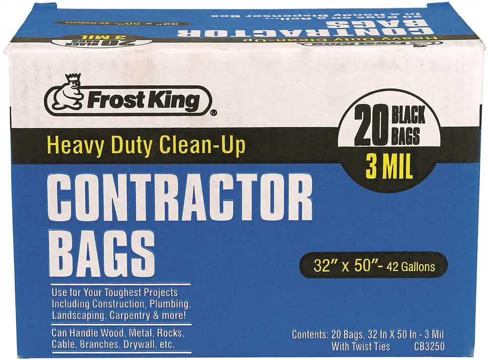 Can Liner Trash Bags Custom Frost King Contractors 32X50 42 Gal. 3Mil Black 20 Per Roll 1