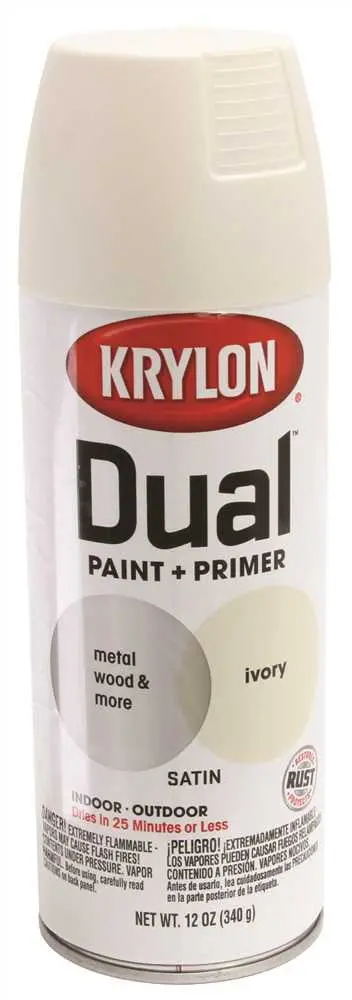Krylon&Reg; Satin Dual Paint And  Primer In One, Ivory, 12 Oz. 1