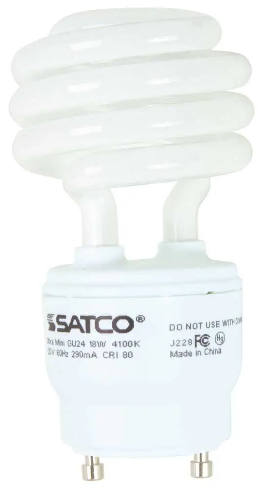 Satco&Reg; Spiral Compact Fluorescent Lamp, T2, Mini, 23 Watts, 120 Volts, 4100K, 82 Cri, Gu24 Base 1