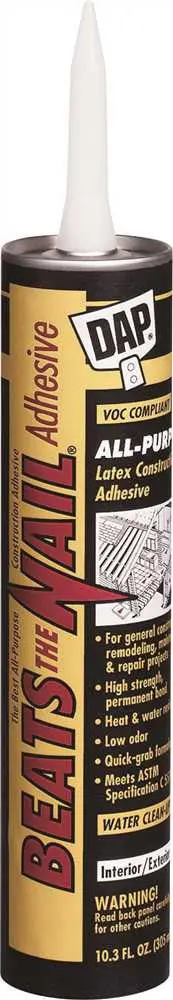 Dap&Reg; Beats The Nail All Purpose Construction Adhesive, Low Voc, Gray, 10.3 Oz. 1