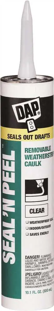 Dap&Reg; Removable Weatherstrip Caulk, Clear, 10 Oz. 1