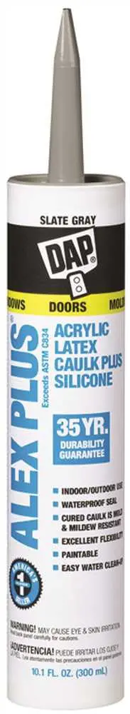 Dap&Reg; Alex Plus Acrylic Latex Plus Silicone Caulk, Slate Gray, 10.1 Oz. 1