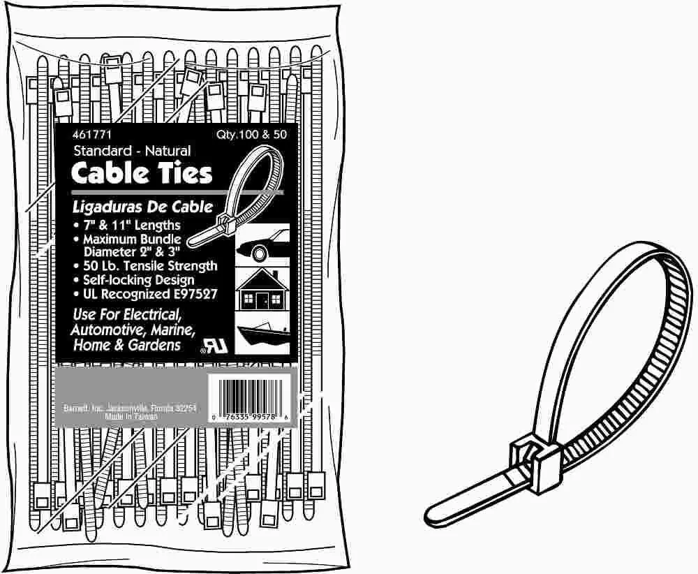 Proplus&Reg; Cable Ties, Natural 50#, 7 In. And 11 In. Assortment 1