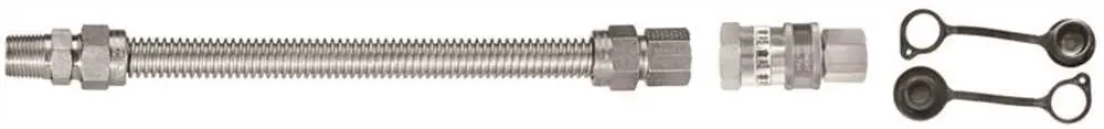 Gas Connector Stainless Steel 3-4" Fip X 3-4" Mip X 24" With End Caps 1