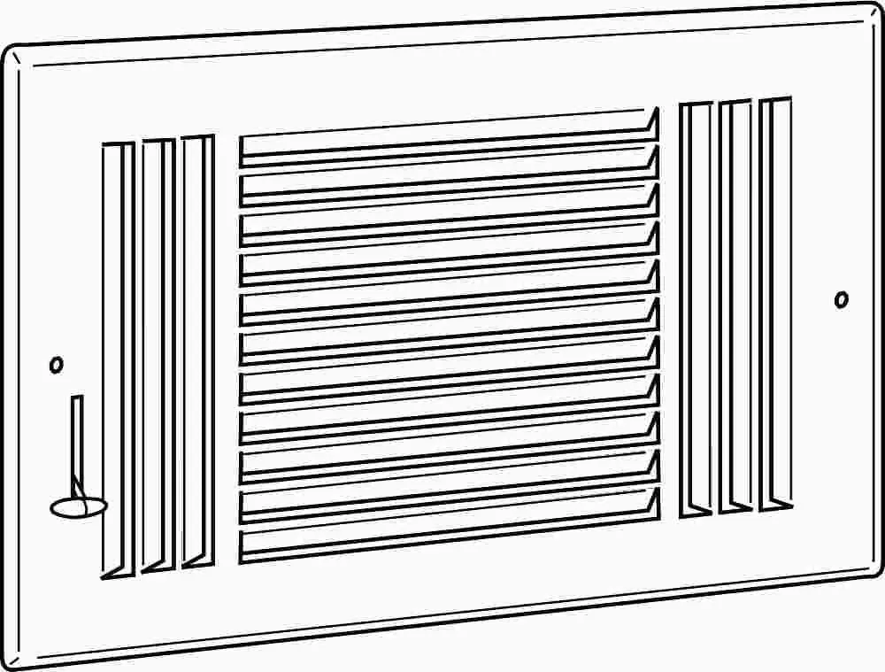 Three Way Sidewall Register 10" X 6" White 1